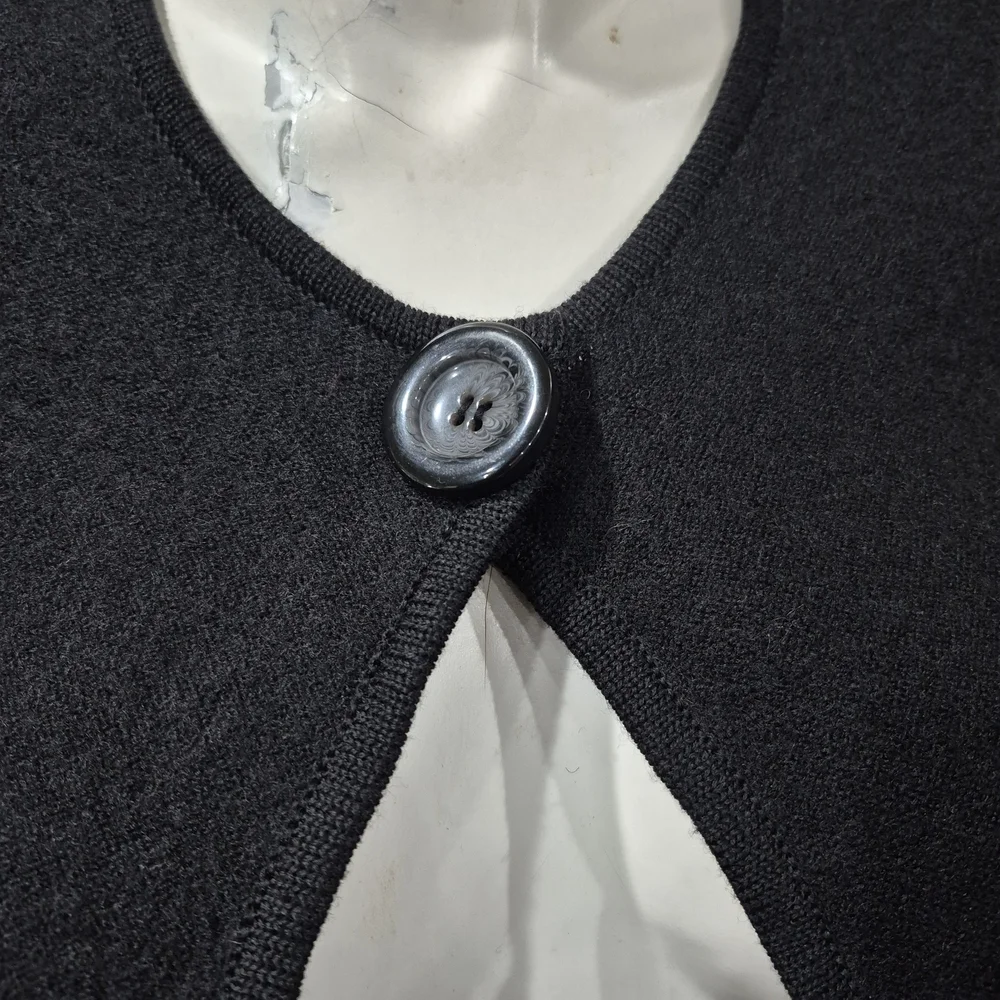 Katie Todd Elegant Black & Magenta Striped Wool-Blend Cardigan Sweater Sz L - Picture 6 of 10